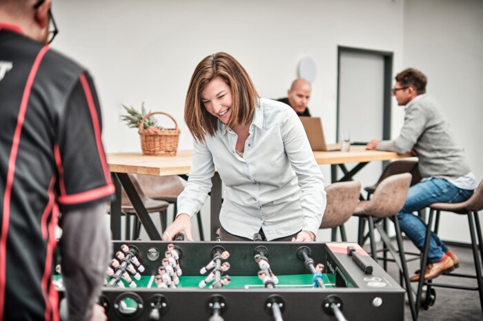 A game of table football with colleagues